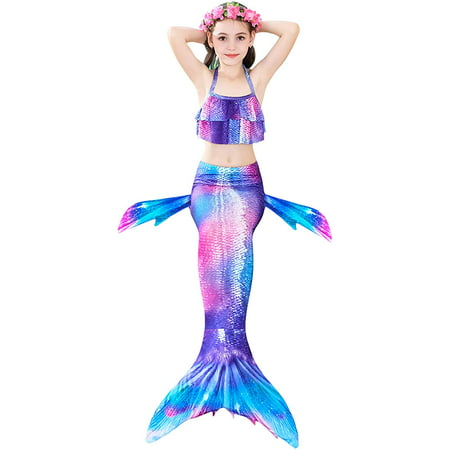 Mermaid Tails for Swimming Mermaid Swimsuit for Girls Mermaid Bathing Suit Set No with Monofin Swimmable Costume